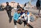 Group of musicians with drums possing on the street