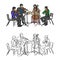 Group of musicians playing in quartet vector illustration sketch