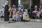 A group of Muslim women wearing colourful headscarves.