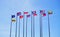 Group of nation flags ASEAN with blue sky