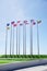 Group of nation flags ASEAN with blue sky