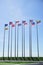 Group of nation flags ASEAN with blue sky background on 19 February 2022 in Bangsaen beach, Chonburi, Thailand