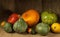 Group of natural unretouched pumpkins in different colors