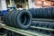 Group of new tires ready for transporting at factory