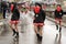 group of nice majorettes under rain at Carnival parade, Stuttgart