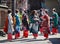 Group nice womans in Maiko kimono dress