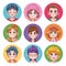 group of nine cute teenagers manga anime characters
