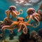 A group of octopuses dancing in unison underwater, creating a mesmerizing display of colors1