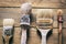 Group of old oxide vintage tools. Paintbrushes