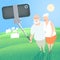 Group of old people making selfie picture with smartphone