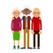 Group older people. Three aged people black and white. Elderly m