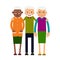 Group older people. Three aged people black and white. Elderly m