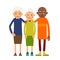 Group older people. Three aged people black and white. Elderly m