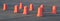 Group of orange concrete traffic stops in the Parking lot