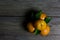 Group oranges on wood background,still life