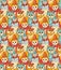 Group owl color seamless pattern