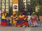 group of palenquera ladies with fruit baskets in cartagena, colombia