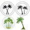 Group of palm logos, tropical tree