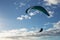 Group of paragliding flying