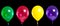 Group of party balloons on black