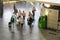 A group of passengers with trolleys at the Vnukovo International Airport Moscow - July 2017