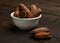 Group of pecan nuts in a bowl