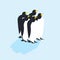 Group of penguins. Arctic animals on ice. Antarctic Birds. flock