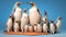 A group of penguins standing next to each other, AI