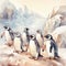 A group of penguins standing next to each other. Generative AI image.