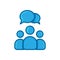 Group people communication blue flat icon