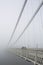 Group of people contemplating the mist on Clifton Suspension bridge