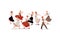 Group of people dancing folk dance. Vector illustration design