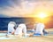 Group of people doing yoga pressure pose outdoors