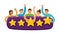 Group of people giving a five star rating. Good feedback concept vector illustration flat style