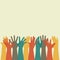 Group people hands up, volunteer or voting concept background, human hand