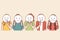 Group of people hide emotions by showing different emoticons with different mental moods