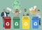 Group of people holding recycle icons