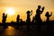 Group of people learning how to dance