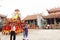 Group of people lion dance on the streets