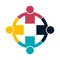 Group people logo handshake in a circle,Teamwork icon.vector illustrator