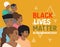 Group of people man and woman Black lives matter campaign poster banner support people gain equal rights, human unity of different