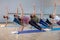 Group of people performing yoga