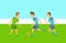 Group of People Playing Football, Match Vector