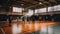 A group of people playing pickup basketball in a gym created with Generative AI