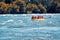 Group of people rafting in Lachine Rapids in Montreal, Quebec, Canada. Editorial