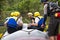 Group of people ready for rafting