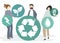 Group of people with the recycle icon