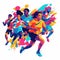 A group of people running in a race. Generative AI image.