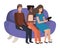 Group of people seated in sofa avatar character