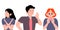 Group of people show stop gesture with their hands. serious Man and Woman gesturing no or stop sign with crossed hands cartoon